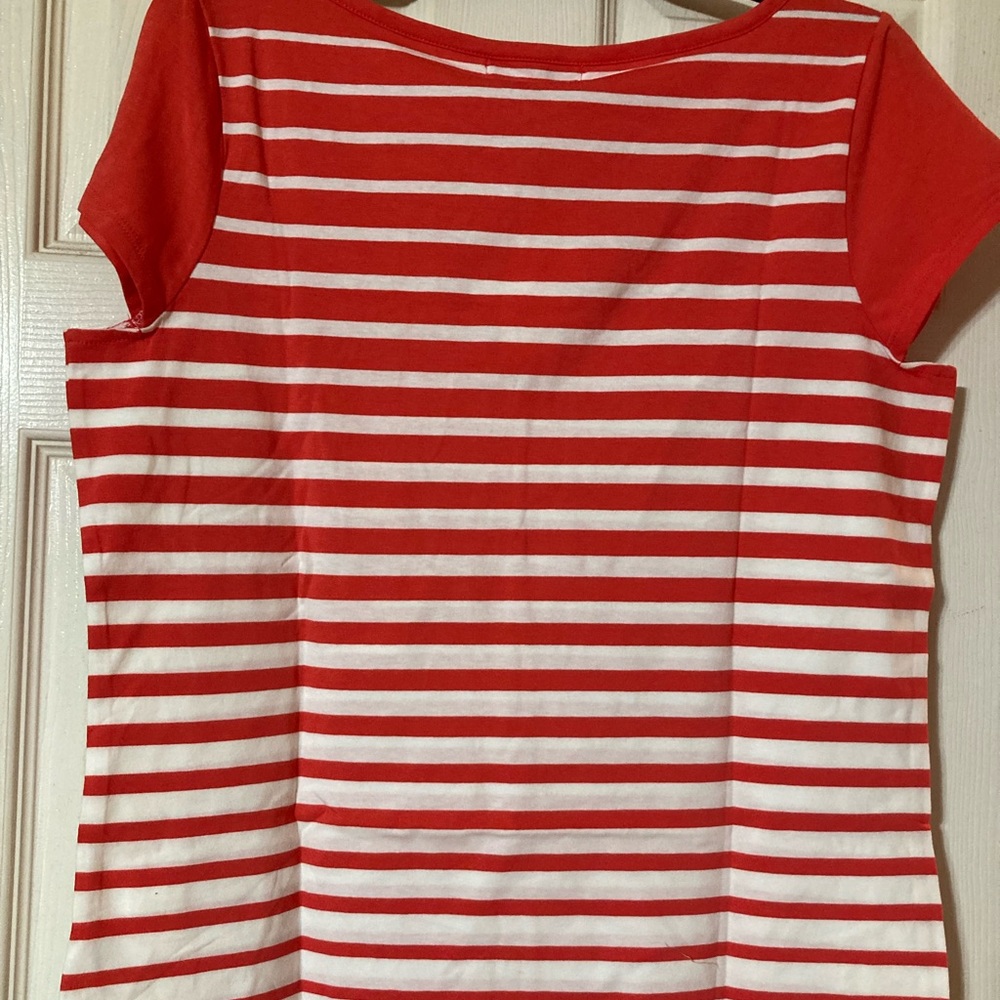 Coral & White striped shirt